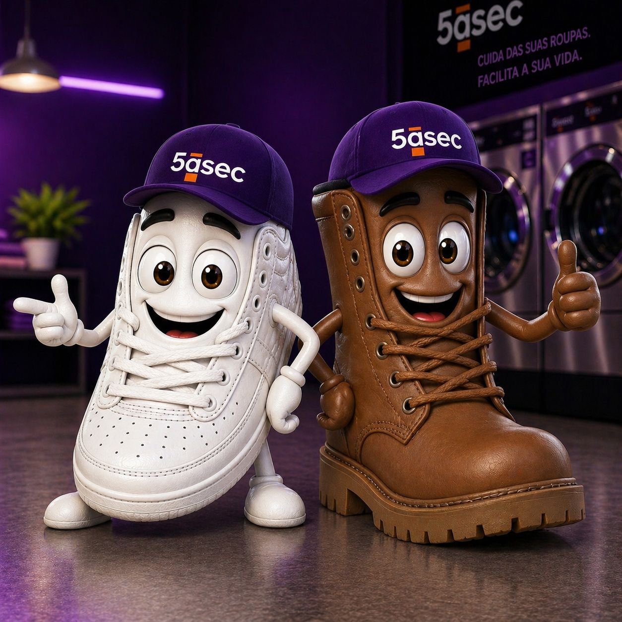 Mascotes 5àsec de tênis e bota